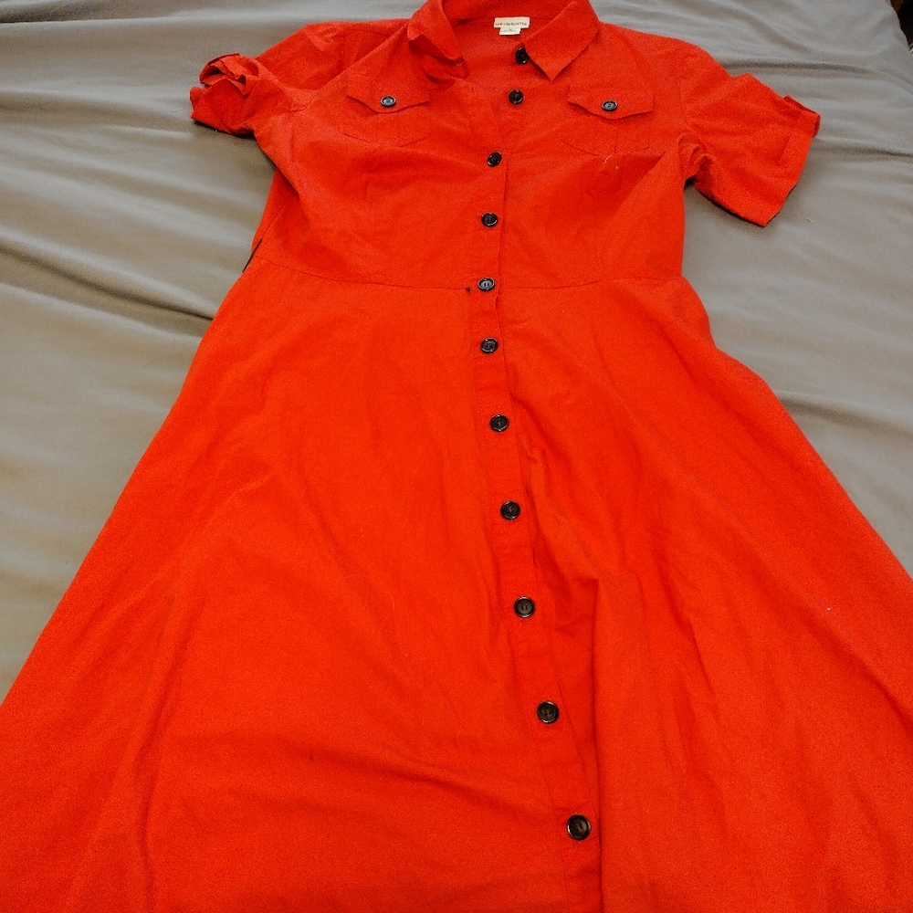 Red shirt dress